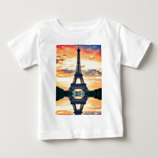Eiffel Tower Paris Evening European Travel Baby T-Shirt (Front)