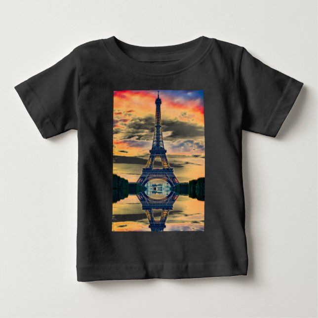 Eiffel Tower Paris Evening European Travel Baby T-Shirt (Front)