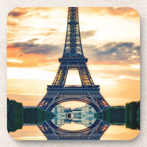 Eiffel Tower Paris Evening European Travel Beverage Coaster