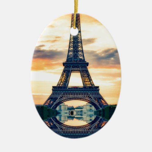 Eiffel Tower Paris Evening European Travel Ceramic Ornament