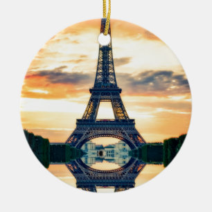 Eiffel Tower Paris Evening European Travel Ceramic Ornament