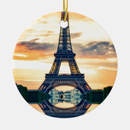 Eiffel Tower Paris Evening European Travel Ceramic Ornament