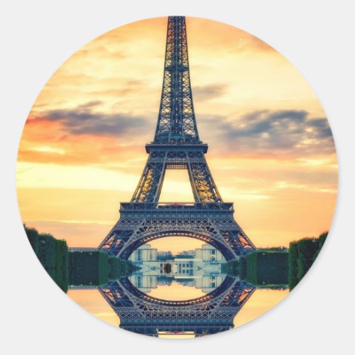 Eiffel Tower Paris Evening European Travel Classic Round Sticker