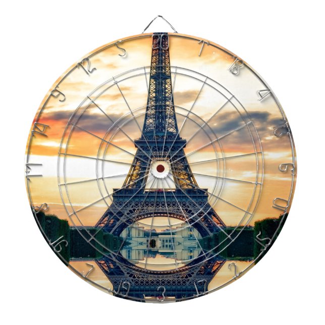 Eiffel Tower Paris Evening European Travel Dartboard (Front)