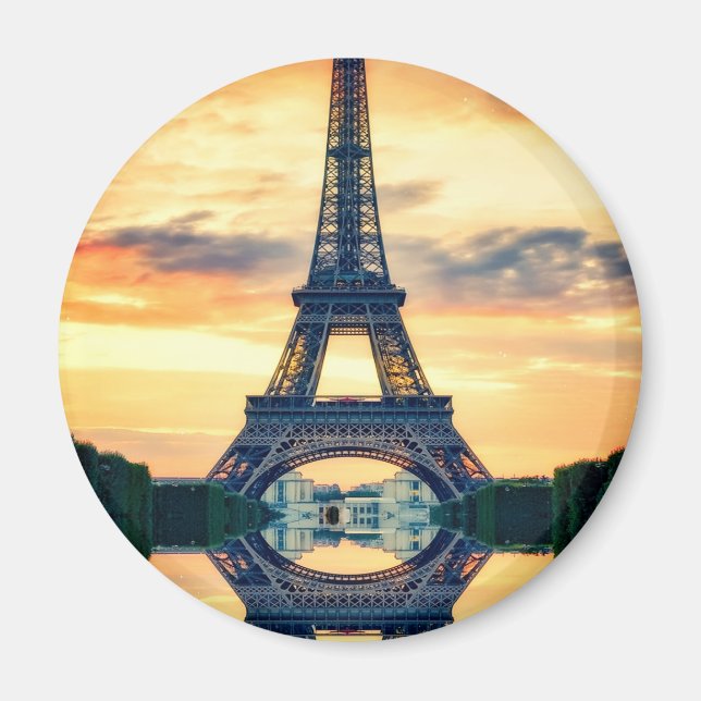 Eiffel Tower Paris Evening European Travel Magnet (Front)