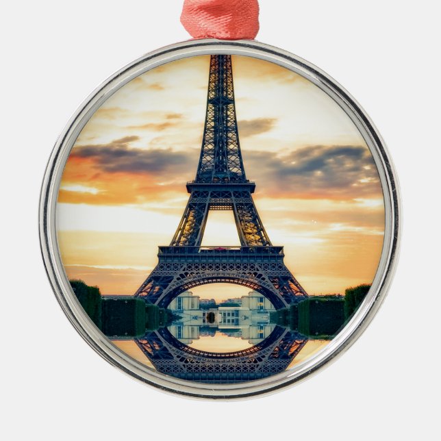 Eiffel Tower Paris Evening European Travel Metal Ornament (Front)