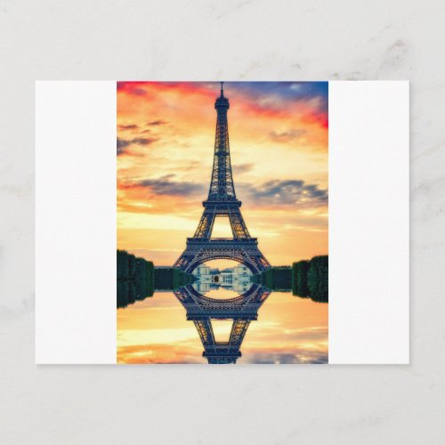Eiffel Tower Paris Evening European Travel Postcard