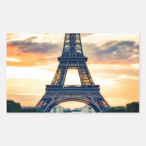 Eiffel Tower Paris Evening European Travel Rectangular Sticker
