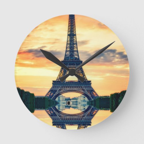 Eiffel Tower Paris Evening European Travel Round Clock