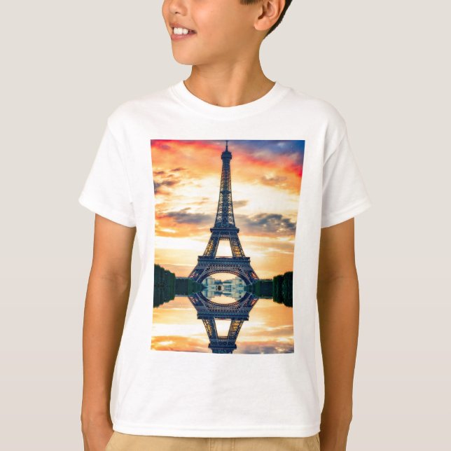Eiffel Tower Paris Evening European Travel T-Shirt (Front)
