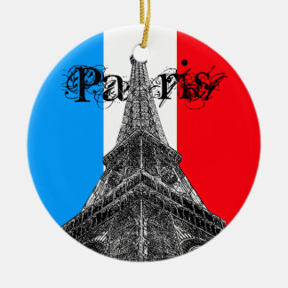 Eiffel Tower Paris Flag Ornament