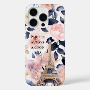 Eiffel Tower Paris Floral iPhone 16 Pro Case