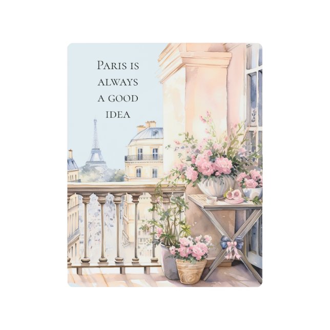Eiffel Tower Paris Floral Metal Print (Front)
