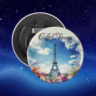 Eiffel Tower Paris Floral Monogram Bottle Opener