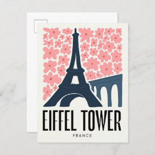 Eiffel Tower Paris France abstract travel floral Postcard