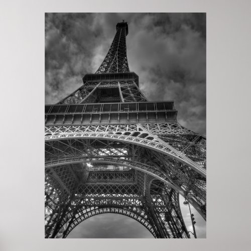 Eiffel Tower Paris France BW Poster