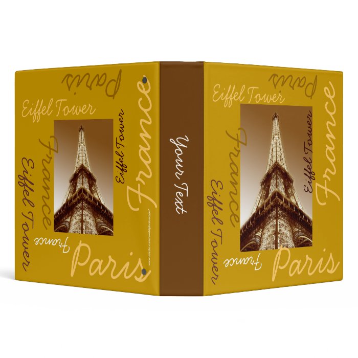 Eiffel Tower Paris France Binder Brown