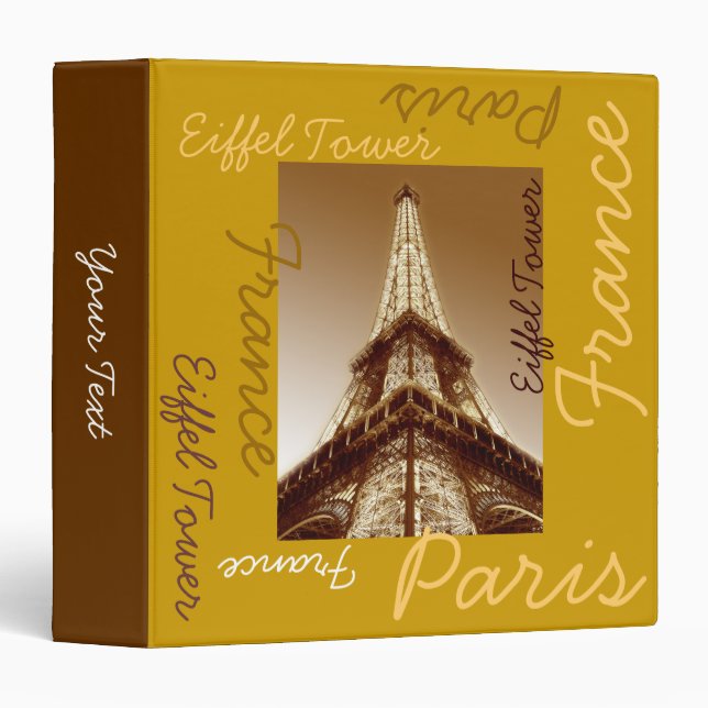 Eiffel Tower Paris France Binder Brown (Front/Spine)