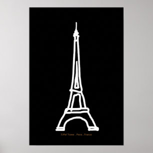 Eiffel tower Paris/France black white Poster