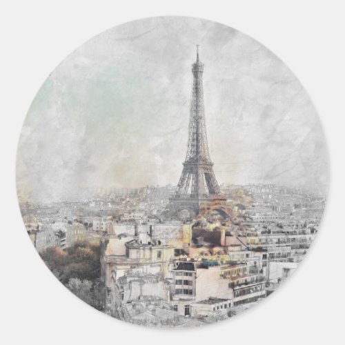 Eiffel Tower Paris France Classic Round Sticker