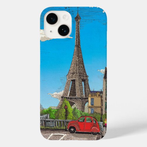 Eiffel Tower Paris France Colorful Illustration Case_Mate iPhone 14 Case