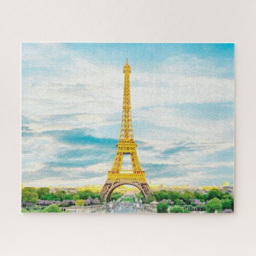 Eiffel Tower Paris France Europe Painting Jigsaw Puzzle