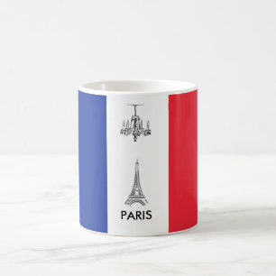 Eiffel Tower Paris, France French Flag Mug