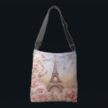Eiffel Tower Paris France French Pink Floral Crossbody Bag<br><div class="desc">Eiffel Tower Paris France French Pink Floral Crossbody Bags features a stylish modern 3D design with the Eiffel Tower in Paris accented with pink flowers. Perfect as a gift for family and friends for birthday,  Christmas,  holidays and more or for mom for Mother's Day. Designed by Evco Studio www.zazzle.com/store/evcostudio</div>