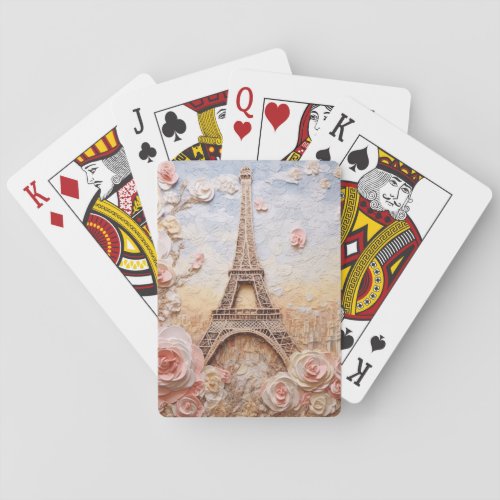 Eiffel Tower Paris France French Pink Floral Poker Cards