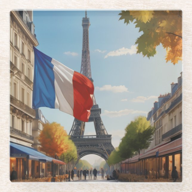 Eiffel tower - Paris - France Glass Coaster (Front)