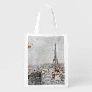 Eiffel Tower Paris France Grocery Bag – Reusable