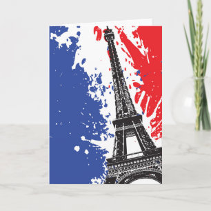 Eiffel Tower Paris, France Grunge Flag Card