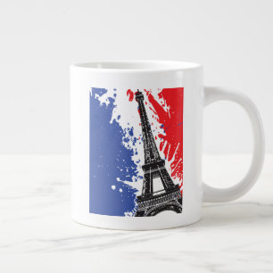 Eiffel Tower Paris, France Grunge Flag Giant Coffee Mug