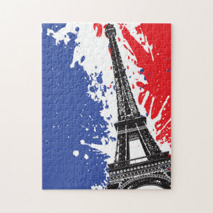 Eiffel Tower   Paris, France   Grunge Flag Jigsaw Puzzle