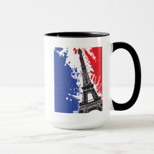 Eiffel Tower   Paris, France   Grunge Flag Mug