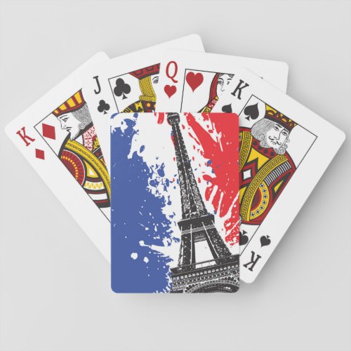 Eiffel Tower  Paris France  Grunge Flag Playing Cards