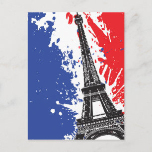 Eiffel Tower Paris, France Grunge Flag Postcard