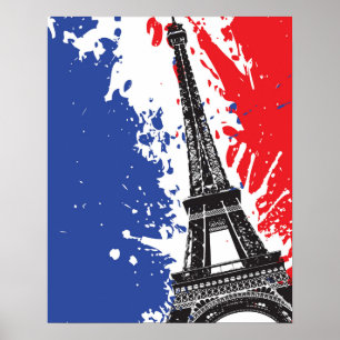 Eiffel Tower Paris, France Grunge Flag Poster