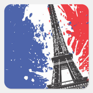 Eiffel Tower Paris, France Grunge Flag Square Sticker