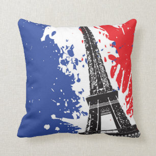 Eiffel Tower Paris, France Grunge Flag Throw Pillow
