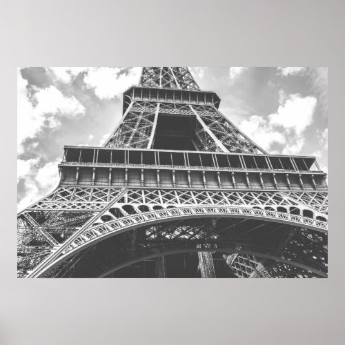 Eiffel Tower Paris France in black and white Poster