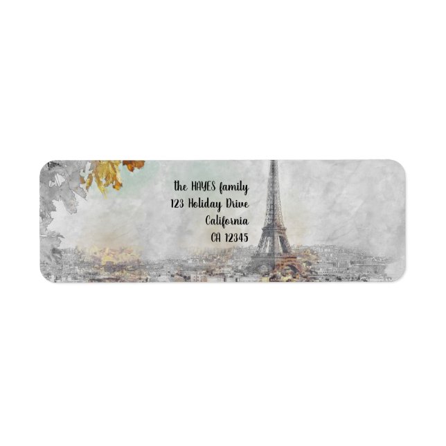 Eiffel Tower Paris France Label – Customizable (Front)