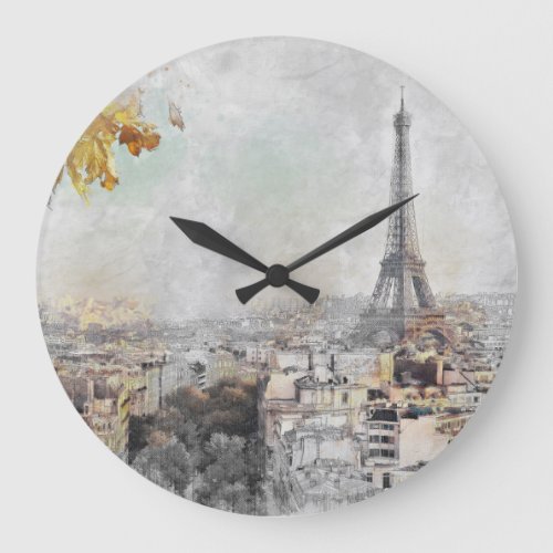 Eiffel Tower Paris France  Large Clock