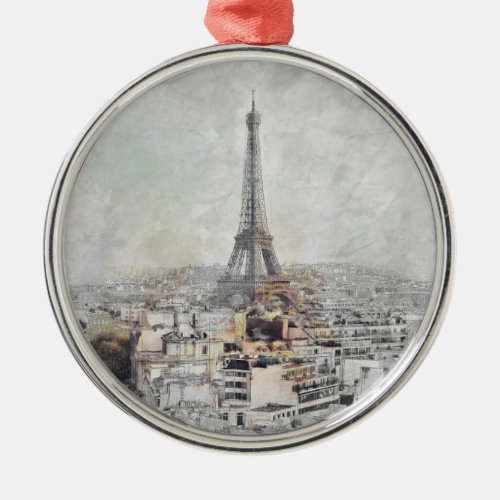 Eiffel Tower Paris France Metal Ornament