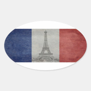 Eiffel tower, Paris France Oval Sticker