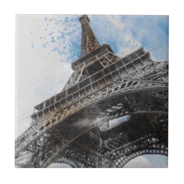 Eiffel Tower Paris France Parisian Wall Décor Ceramic Tile (Front)