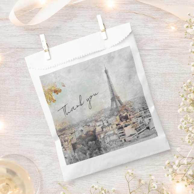 Eiffel Tower Paris France Party Gift Thank you Favor Bag (Clipped)