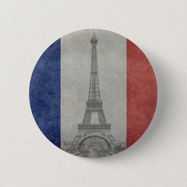 Eiffel tower, Paris France Pinback Button (Front)