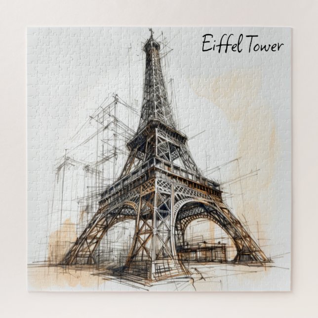 Eiffel Tower Paris France Poster Jigsaw Puzzle (Vertical)