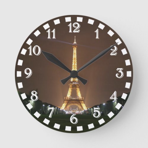 Eiffel Tower Paris France Round Clock